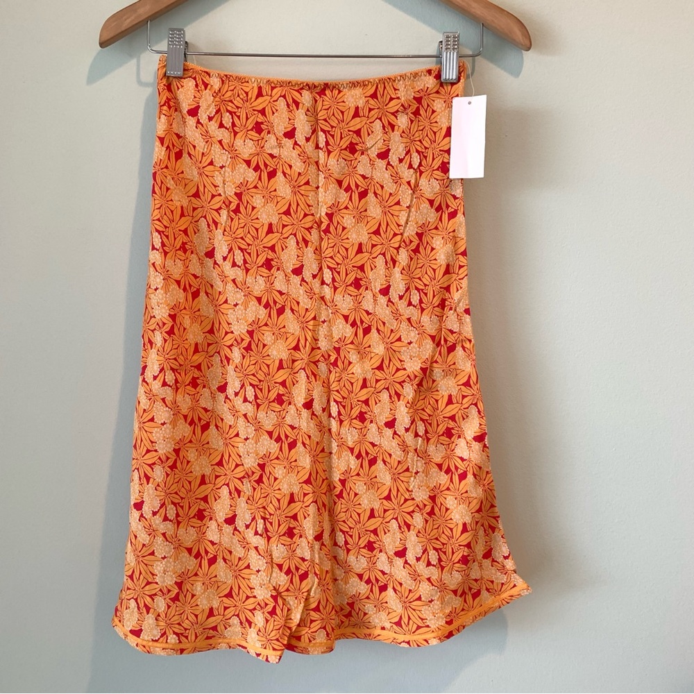 NWT Vintage GAP Orange Floral Rayon Skirt 1